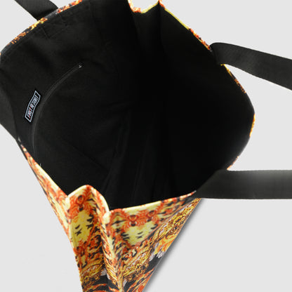 Black and Mustard Yellow Tribal Print Tote Bag