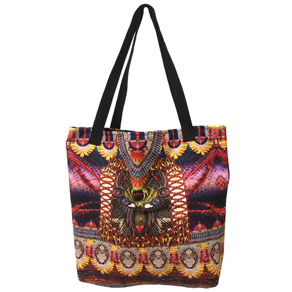Red And Yellow Tribal Print Handbag for Women – Canvas | First Resort by Ramola Bachchan