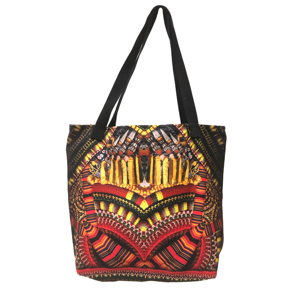 Yellow And Orange Tribal Print Handbag for Women – Canvas | First Resort by Ramola Bachchan