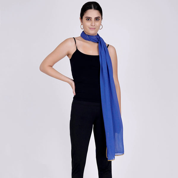 Navy Blue Dupatta for Women – Viscose Georgette | First Resort by Ramola Bachchan
