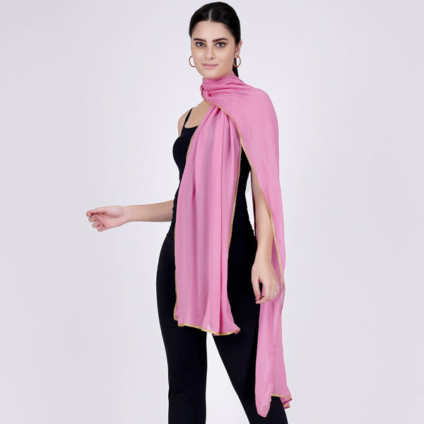 Pink Dupatta for Women – Viscose Georgette | First Resort by Ramola Bachchan