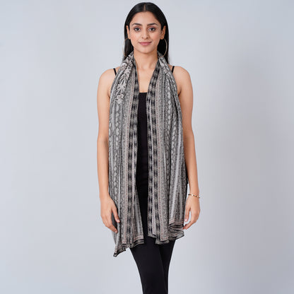 Charcoal Grey Python Print Stole