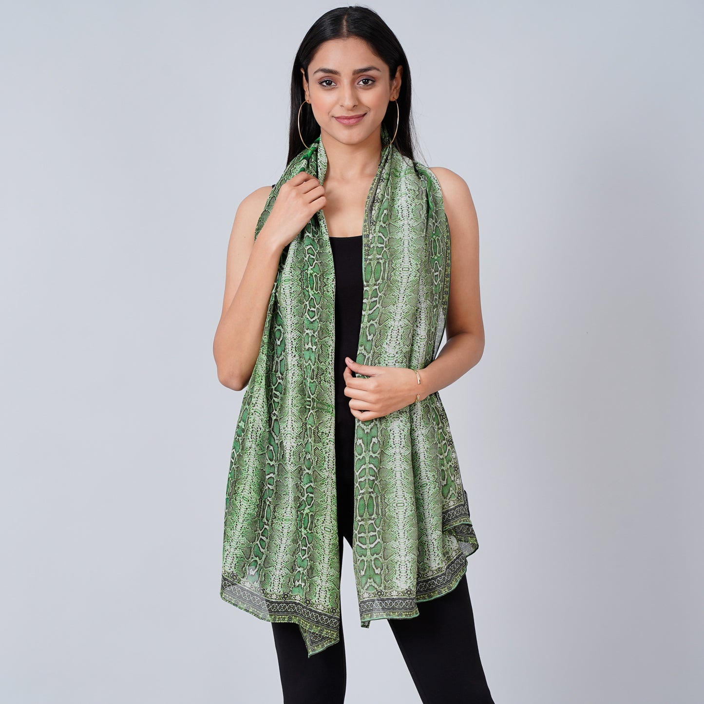 Green Python Print Stole