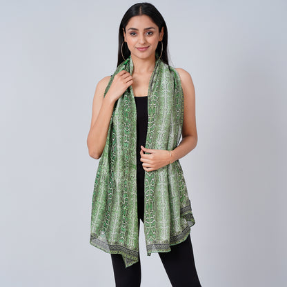Green Python Print Stole
