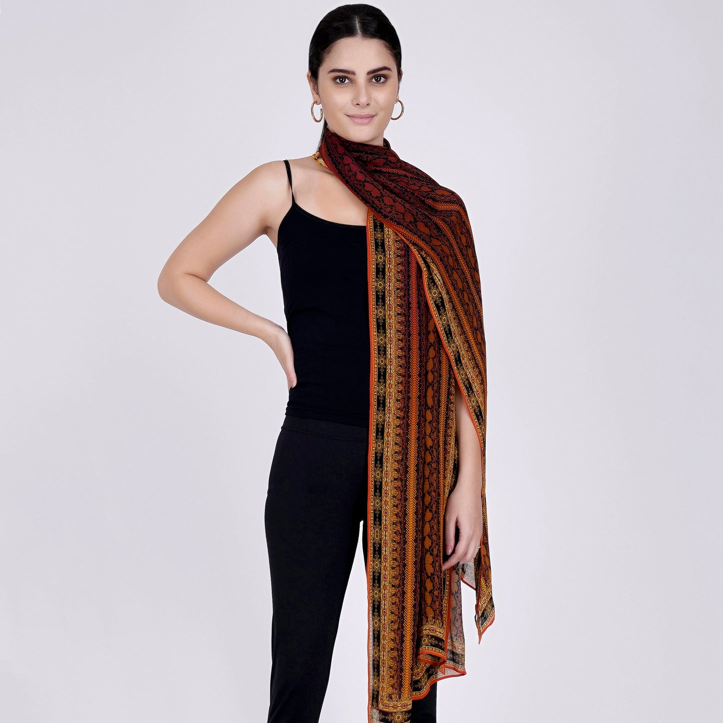 Orange Python Print Stole