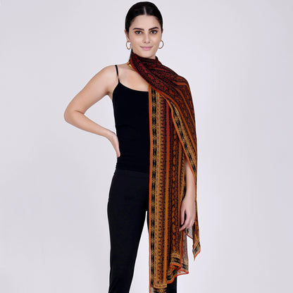 Orange Python Print Stole