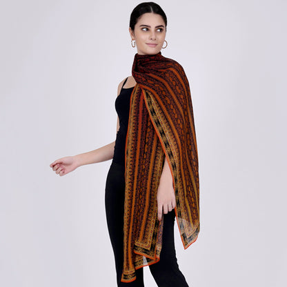 Orange Python Print Stole