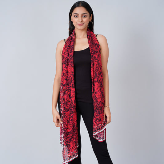 Red Python Print Stole