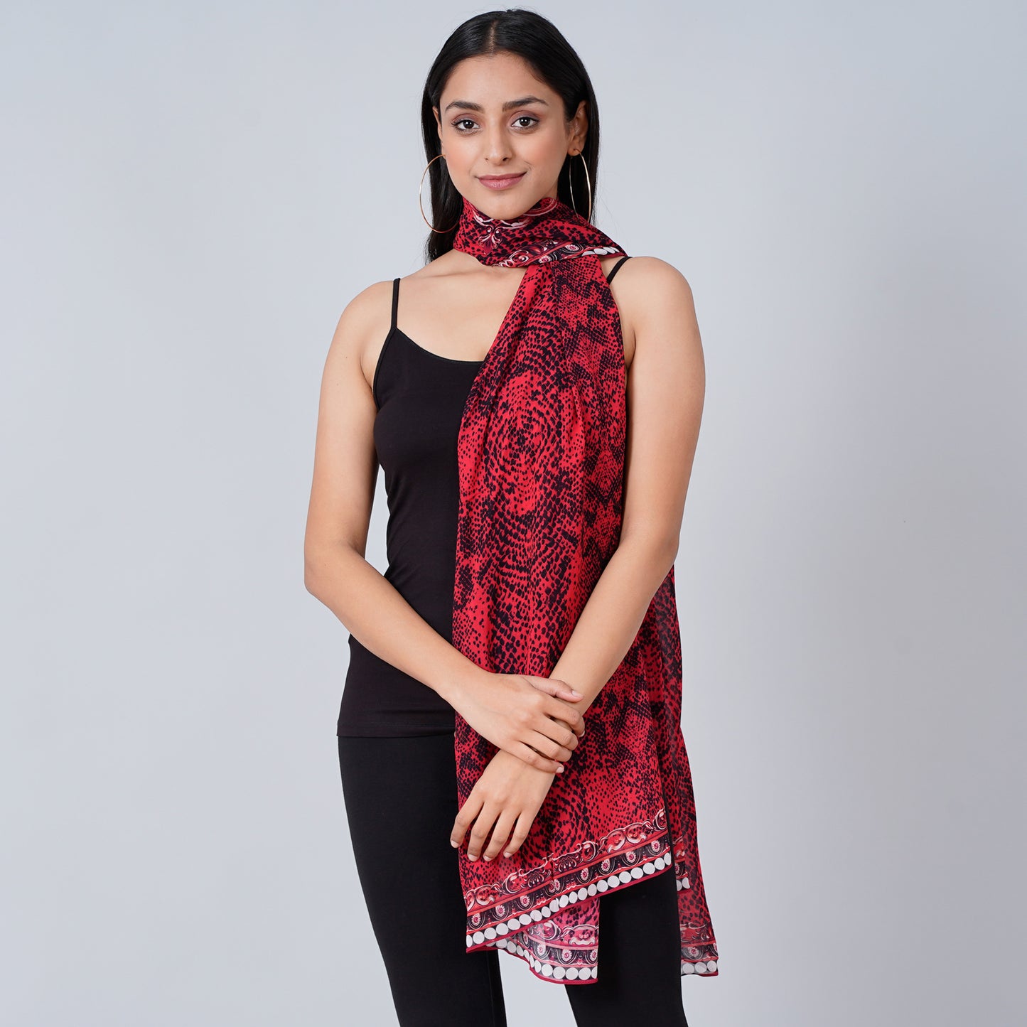 Red Python Print Stole