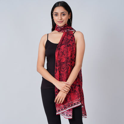 Red Python Print Stole