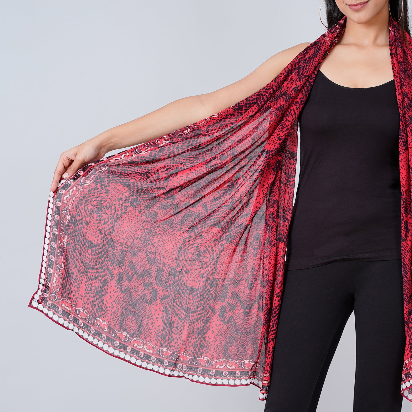 Red Python Print Stole