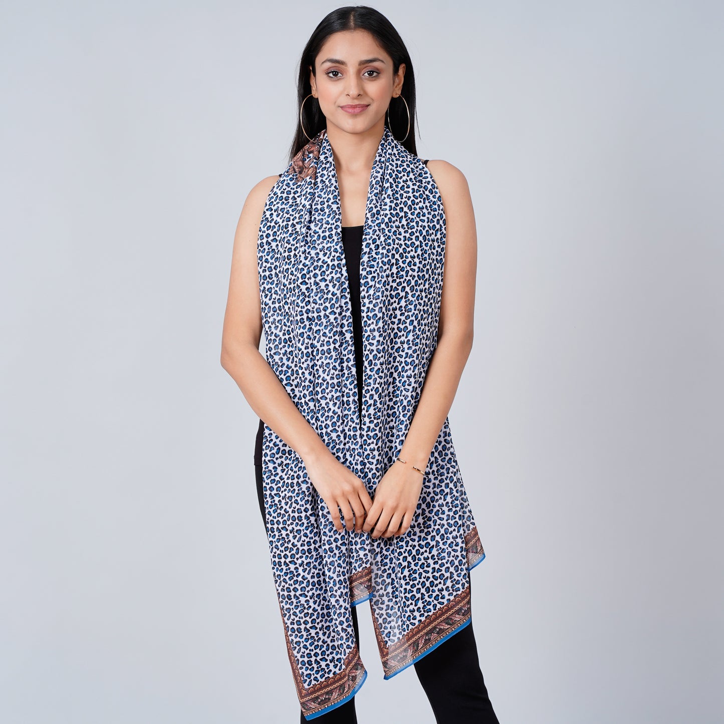 Blue Leopard Print Stole