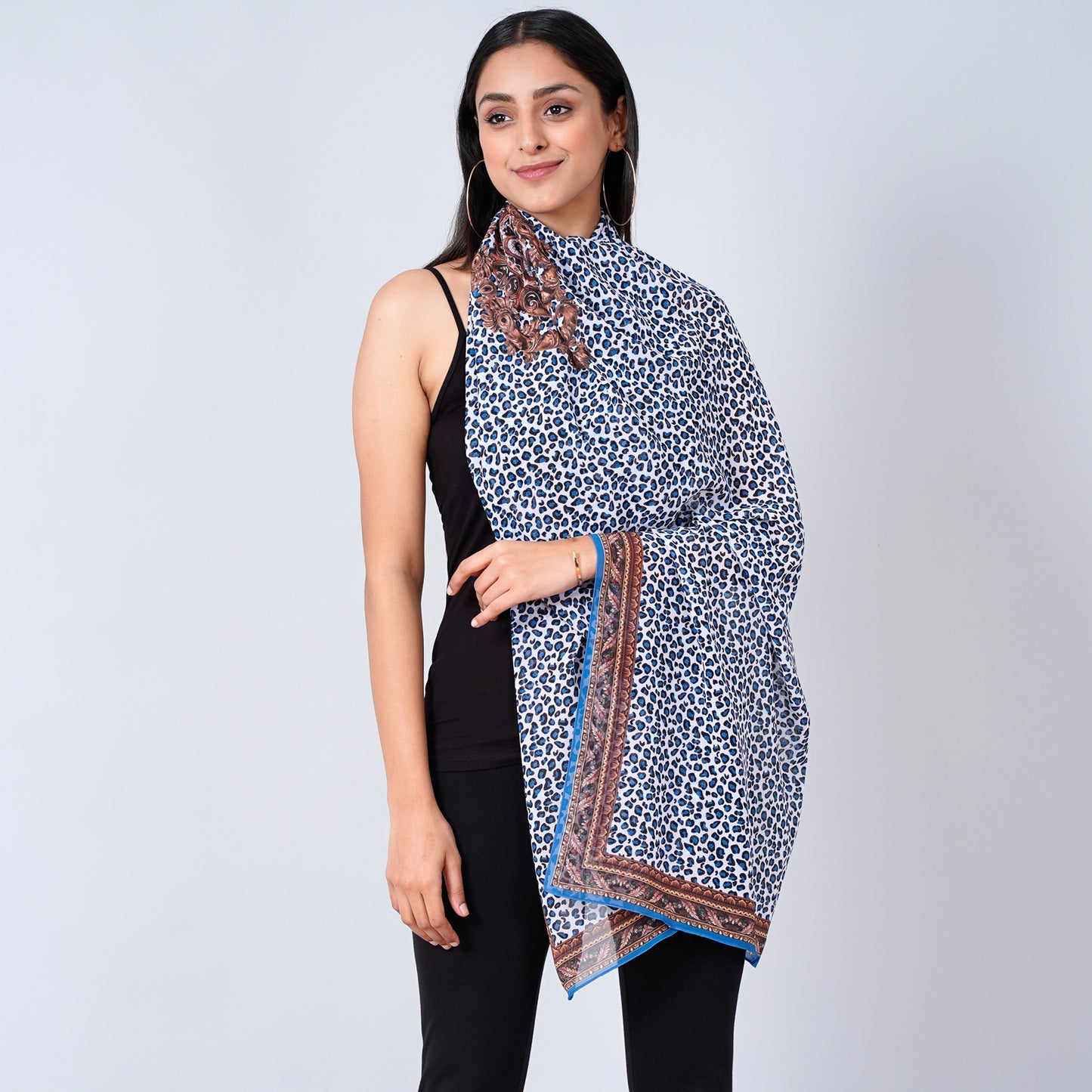 Blue Leopard Print Stole