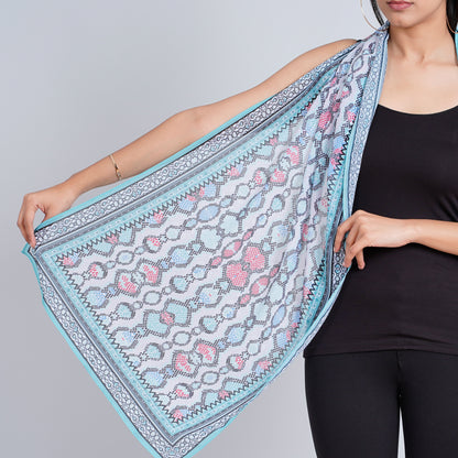 Blue Geometric Stole