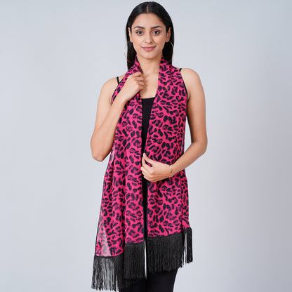 Magenta Leopard Print Stole