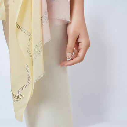 Pink and Cream Ombre Embellished Cashmere Stole