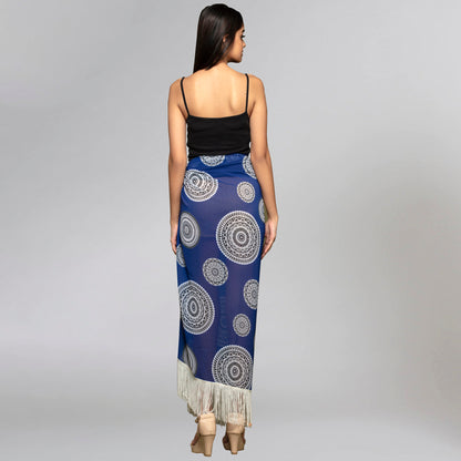 Blue Geometric Print Long Sarong