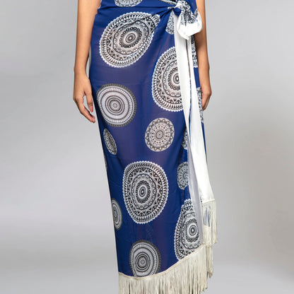 Blue Geometric Print Long Sarong