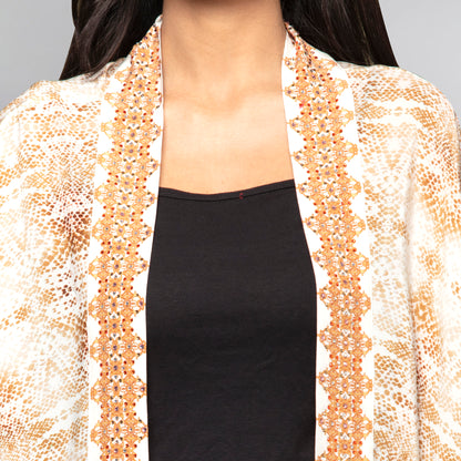 Beige Animal Print Silk Cape