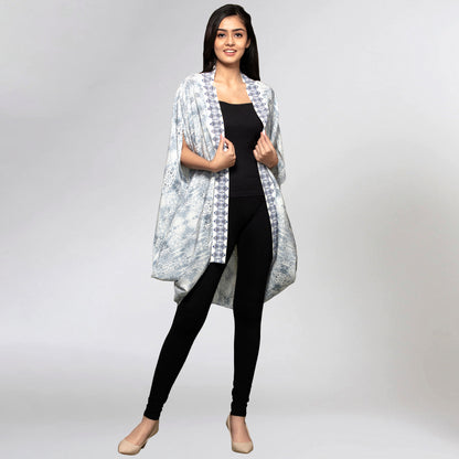 Purple Animal Print Silk Cape