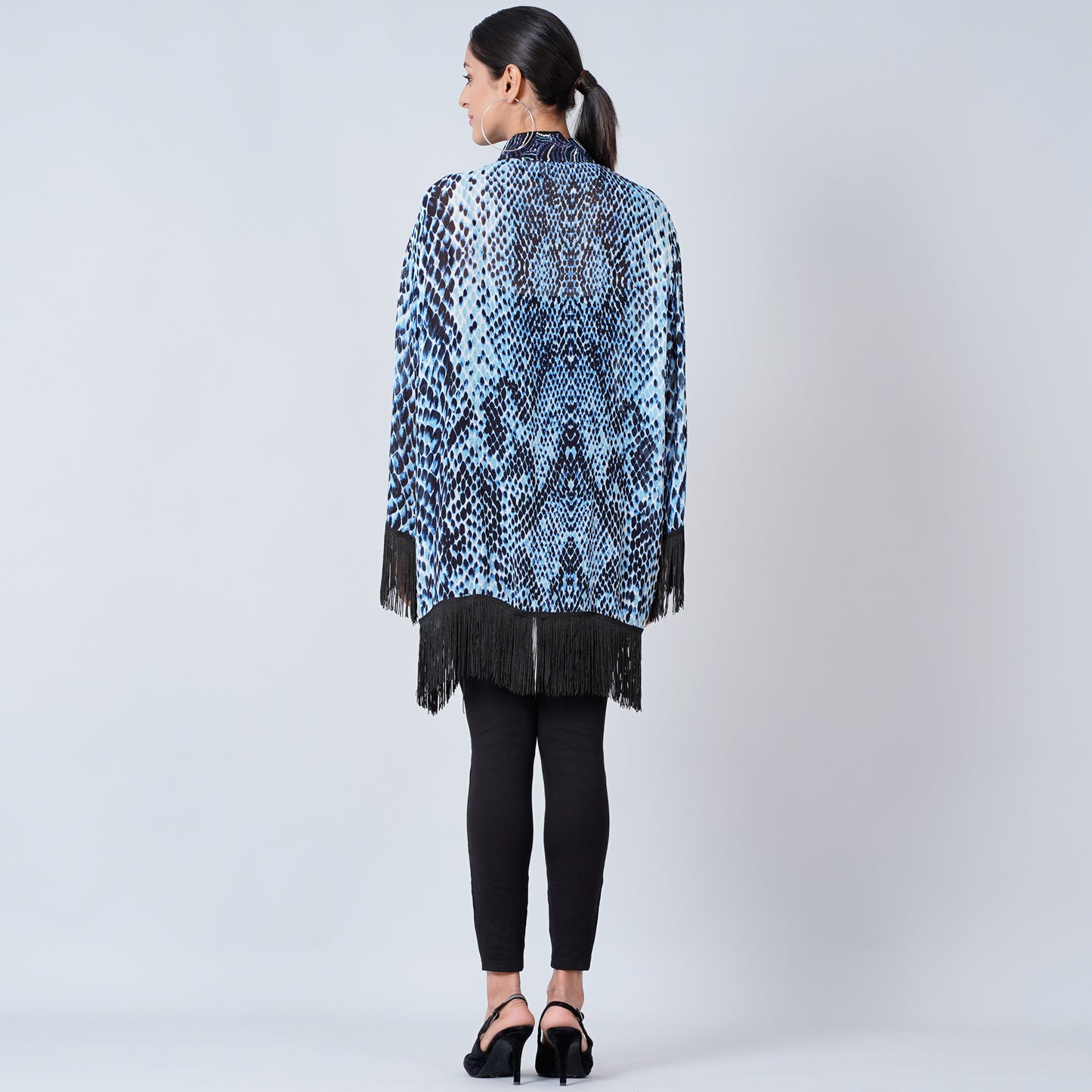 Blue Animal Print Kimono