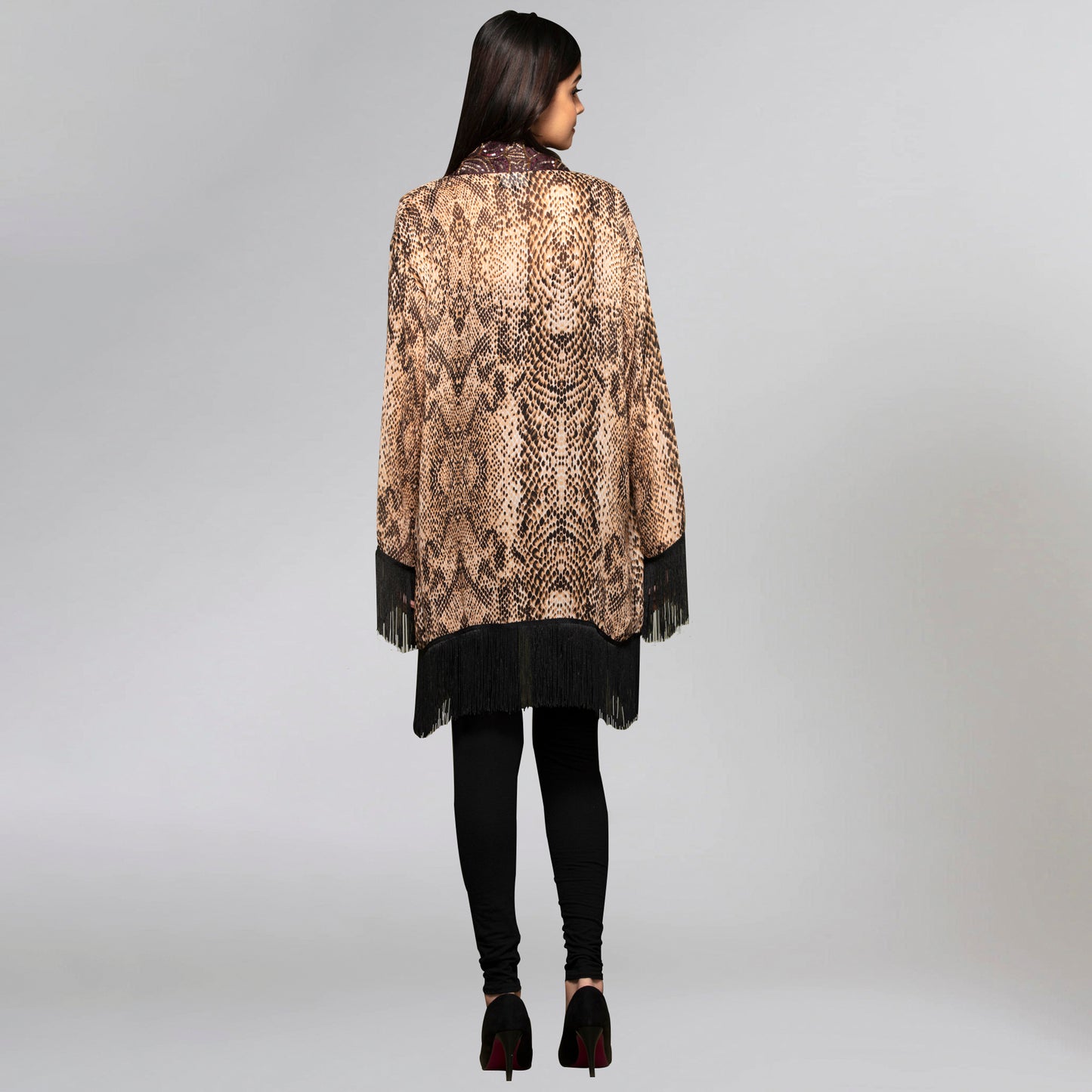 Brown Animal Print Kimono