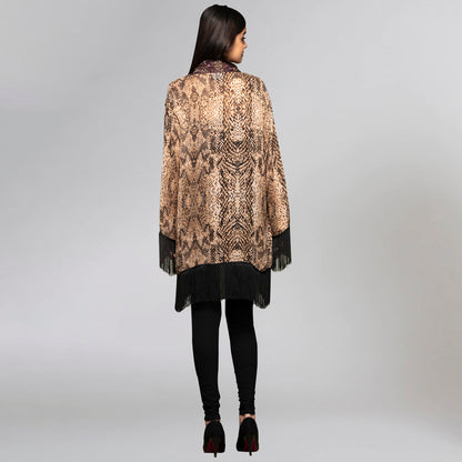 Brown Animal Print Kimono