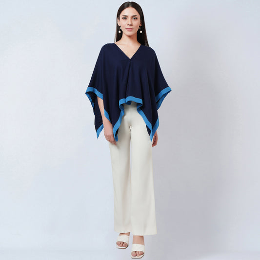 Dark Blue Short Cashmere Cape