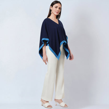 Dark Blue Short Cashmere Cape