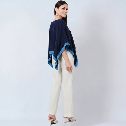 Dark Blue Short Cashmere Cape