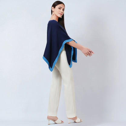 Dark Blue Short Cashmere Cape