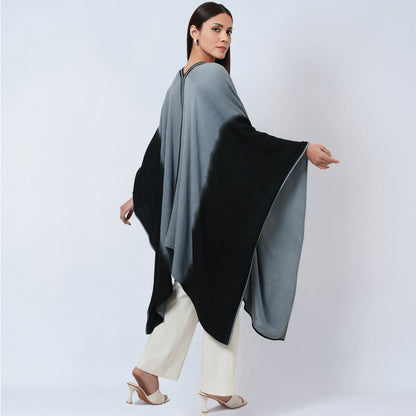 Grey and Black Ombre Cashmere Cape