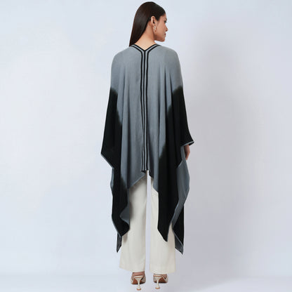 Grey and Black Ombre Cashmere Cape