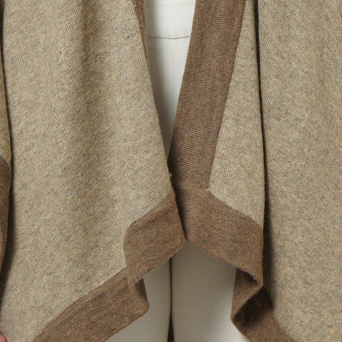 Sand and Brown Long Knitted Cashmere Cape