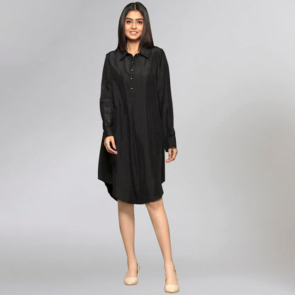Black Silk Shirt Dress