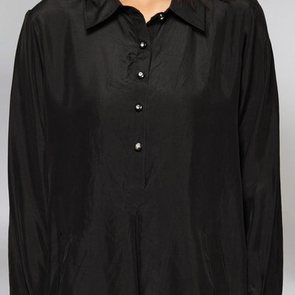 Black Silk Shirt Dress