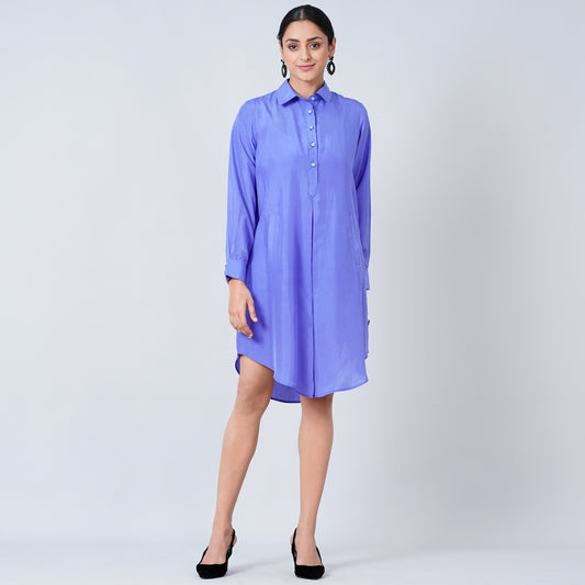 Purple Silk Shirt Dress