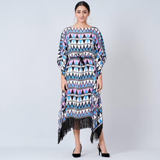 Blue and Pink Aztec Poncho Dress