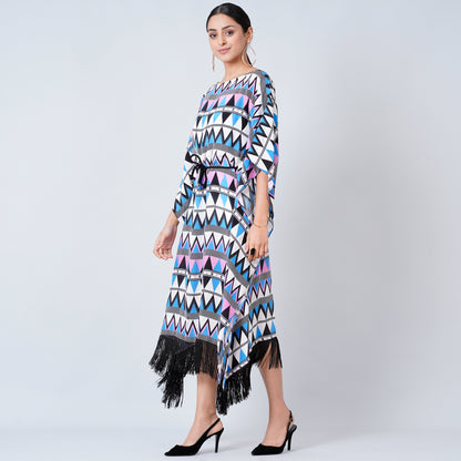 Blue and Pink Aztec Poncho Dress