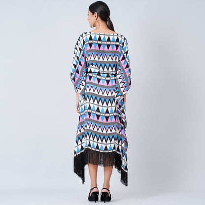 Blue and Pink Aztec Poncho Dress