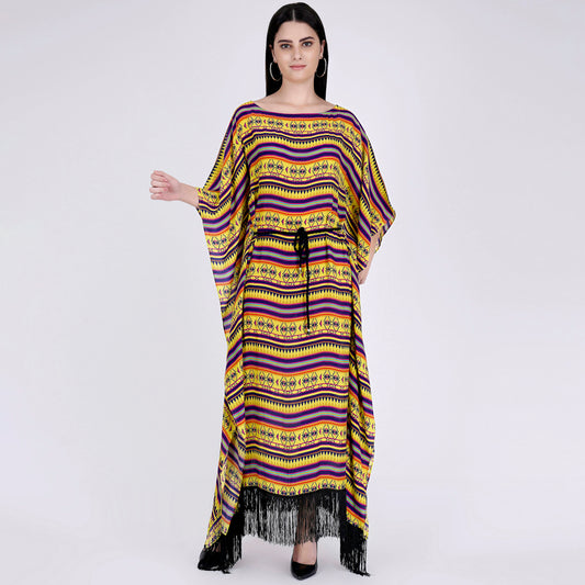 Yellow Aztec Poncho Dress