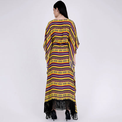 Yellow Aztec Poncho Dress