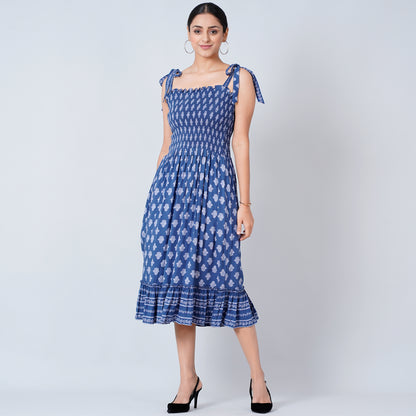 Blue Maxi Smocked Sundress
