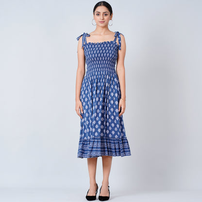 Blue Maxi Smocked Sundress
