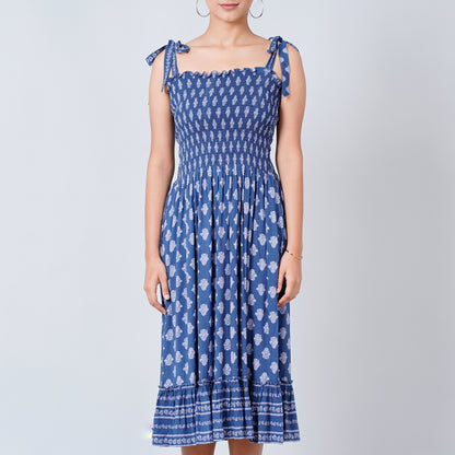 Blue Maxi Smocked Sundress