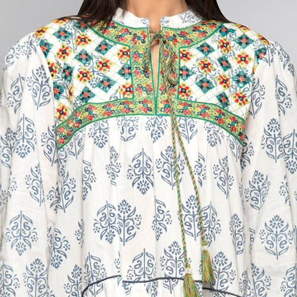 Green Embroidered Peasant Dress