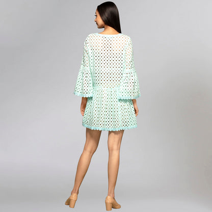 Blue Eyelet Mini Dress