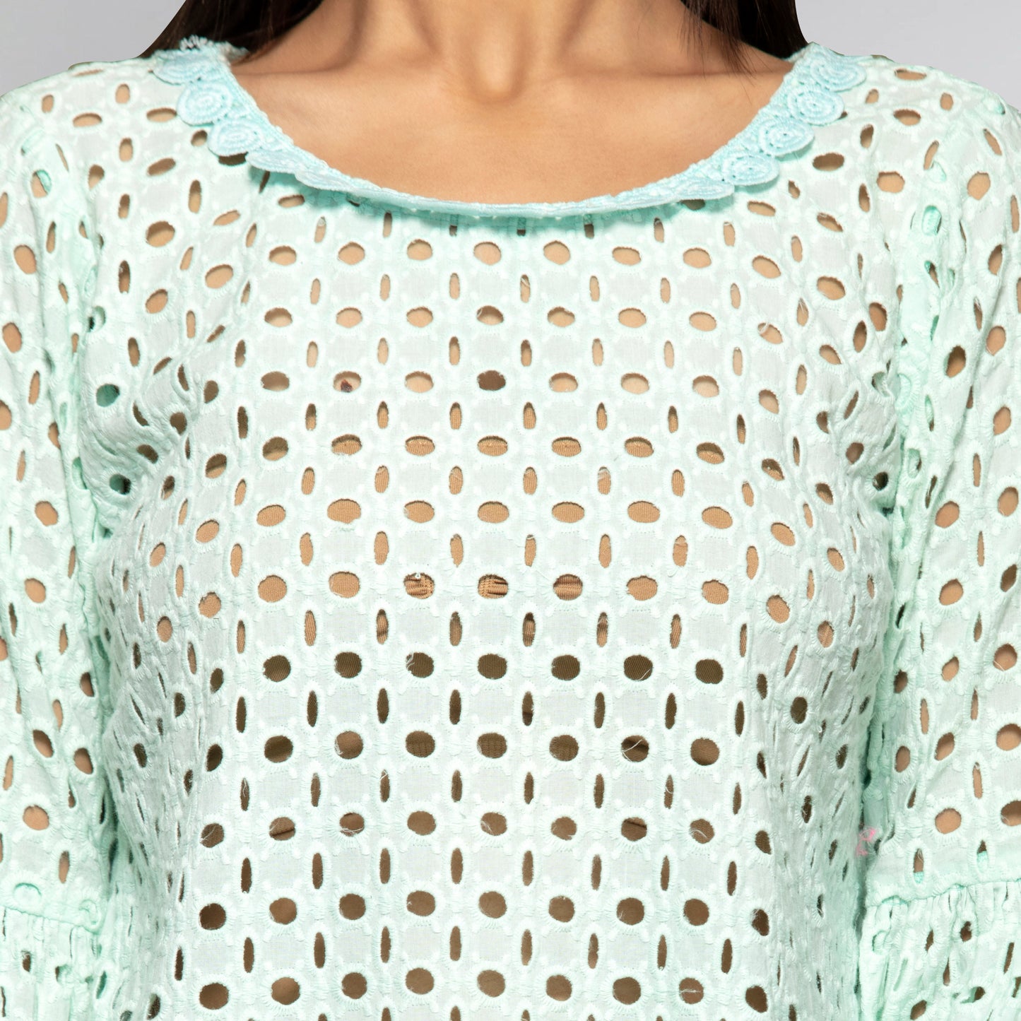 Blue Eyelet Mini Dress