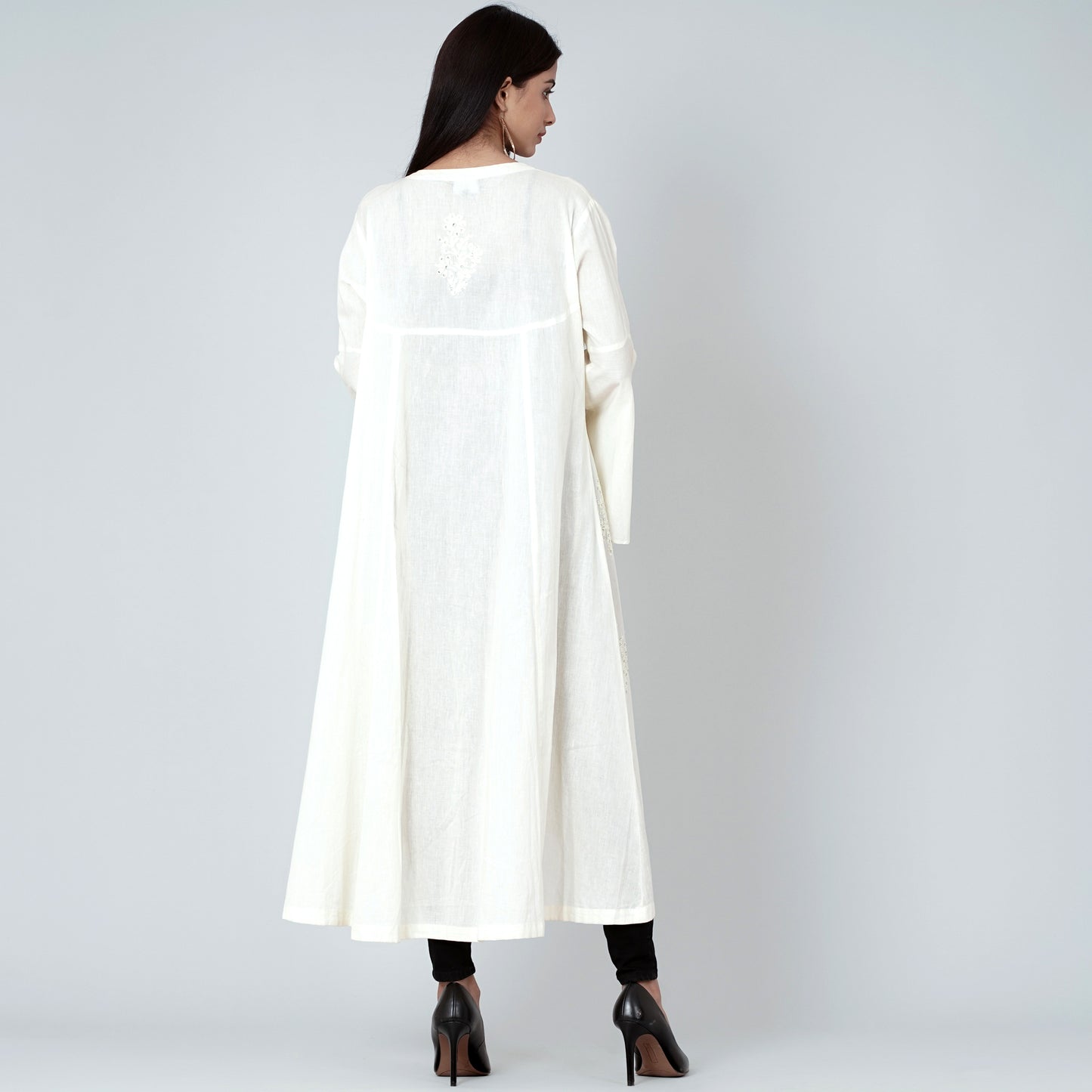 Cream Embellished Coat Dress