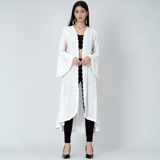 Grey Embellished Coat Dress